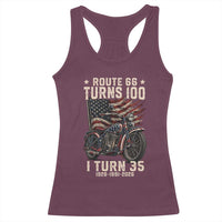 Route Highway 66 Turns 100 I Turn 35 Racerback Tank Top Vintage 1991 American Clasic V-Twin Motorcycle Lover 35th Birthday Gift