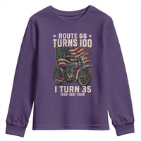 Route Highway 66 Turns 100 I Turn 35 Youth Sweatshirt Vintage 1991 American Clasic V-Twin Motorcycle Lover 35th Birthday Gift