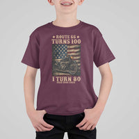 Route Highway 66 Turns 100 I Turn 80 T Shirt For Kid Vintage 1946 American Motorcycle Lover 80th Birthday Gift