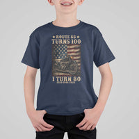 Route Highway 66 Turns 100 I Turn 80 T Shirt For Kid Vintage 1946 American Motorcycle Lover 80th Birthday Gift