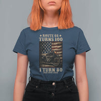 Route Highway 66 Turns 100 I Turn 80 T Shirt For Women Vintage 1946 American Motorcycle Lover 80th Birthday Gift