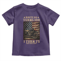 Route Highway 66 Turns 100 I Turn 75 Toddler T Shirt Vintage 1951 American Motorcycle Lover 75th Birthday Gift