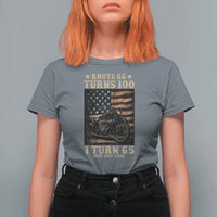 Route Highway 66 Turns 100 I Turn 65 T Shirt For Women Vintage 1961 American Motorcycle Lover 65th Birthday Gift
