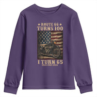 Route Highway 66 Turns 100 I Turn 65 Youth Sweatshirt Vintage 1961 American Motorcycle Lover 65th Birthday Gift