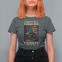 Route Highway 66 Turns 100 I Turn 45 T Shirt For Women Vintage 1981 American Motorcycle Lover 45th Birthday Gift