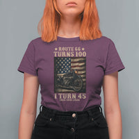Route Highway 66 Turns 100 I Turn 45 T Shirt For Women Vintage 1981 American Motorcycle Lover 45th Birthday Gift
