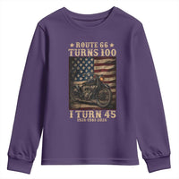 Route Highway 66 Turns 100 I Turn 45 Youth Sweatshirt Vintage 1981 American Motorcycle Lover 45th Birthday Gift