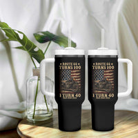 Route Highway 66 Turns 100 I Turn 40 Tumbler With Handle Vintage 1986 American Motorcycle Lover 40th Birthday Gift