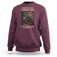 Route Highway 66 Turns 100 I Turn 35 Sweatshirt Vintage 1991 American Motorcycle Lover 35th Birthday Gift
