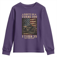 Route Highway 66 Turns 100 I Turn 35 Youth Sweatshirt Vintage 1991 American Motorcycle Lover 35th Birthday Gift