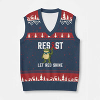 Resist Frog AIDS Awareness V-Neck Knit Sweater Vest Funny Portland Activist Meme HIV Support Red Ribbon - Wonder Print Shop