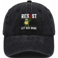 Resist Frog AIDS Awareness Washed Cotton Baseball Cap Funny Portland Activist Meme HIV Support Red Ribbon