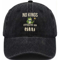 Resist Frog Washed Cotton Baseball Cap No Kings Funny Portland Protest ICE Activist Meme