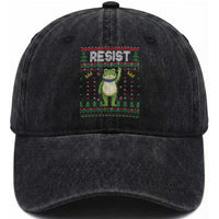 Resist Frog Washed Cotton Baseball Cap Funny Portland Protest ICE Activist Meme 2025