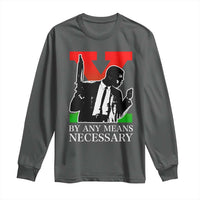 Malcolm X Long Sleeve Shirt By Any Means Necessary - Wonder Print Shop