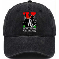 Malcolm X Washed Cotton Baseball Cap By Any Means Necessary