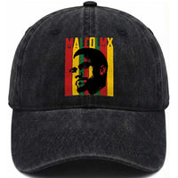 Malcolm X Washed Cotton Baseball Cap Pan African Flag Black History