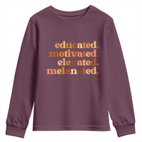 Black Pride Melanin Youth Sweatshirt Educated Motivated Elevated Melanated - Wonder Print Shop