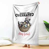 Funny Easter Raccoon Bunny Throw Blanket Bunnies Are Overrated Stay Feral