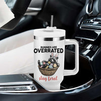 Funny Easter Raccoon Bunny Tumbler With Handle Bunnies Are Overrated Stay Feral
