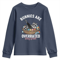 Funny Easter Raccoon Meme Youth Sweatshirt Bunnies Are Overrated Stay Feral