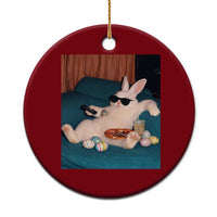 Easter Bunny Iced Coffee Ceramic Ornament Funny Animal Meme