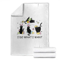 Funny Easter Black Cat Throw Blanket I Do What I Want