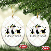 Funny Easter Black Cat Ceramic Ornament I Do What I Want