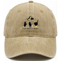 Funny Easter Black Cat Washed Cotton Baseball Cap I Do What I Want