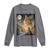 Easter Bunny Howling to the Moon Vintage Long Sleeve Shirt
