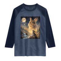 Easter Bunny Howling to the Moon Vintage Raglan Shirt