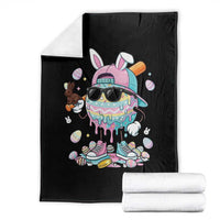 Funny Baseball Easter Throw Blanket Drip Ice Cream Bunny Easter