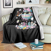 Funny Baseball Easter Throw Blanket Drip Ice Cream Bunny Easter