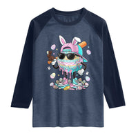 Funny Baseball Easter Raglan Shirt Drip Ice Cream Bunny Easter