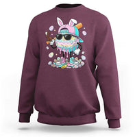 Funny Baseball Easter Sweatshirt Drip Ice Cream Bunny Easter
