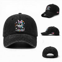 Funny Baseball Easter Washed Cotton Baseball Cap Drip Ice Cream Bunny Easter