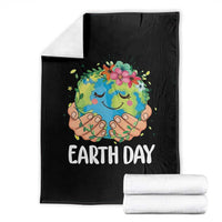 Cute Earth with Floral Earth Day Throw Blanket
