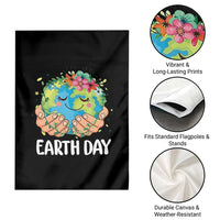 Cute Earth with Floral Earth Day Garden Flag