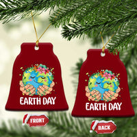 Cute Earth with Floral Earth Day Ceramic Ornament
