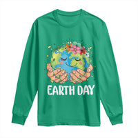 Cute Earth with Floral Earth Day Long Sleeve Shirt