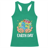 Cute Earth with Floral Earth Day Racerback Tank Top