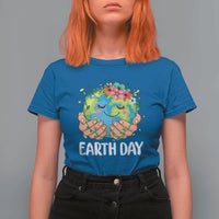 Cute Earth with Floral Earth Day T Shirt For Women