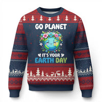 Go Planet It's Your Earth Day Ugly Christmas Sweater Funny Sarcastic Nature Lover
