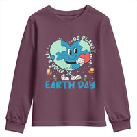 Go Planet It's Your Earth Day Youth Sweatshirt Cute Nature Lover Heart Earth