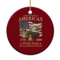 USA 250th Anniversary Ceramic Ornament America 1776-2026 Patriotic Eagle Liberty Bell