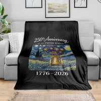 USA 250th Anniversary Throw Blanket Liberty Bell 1776–2026 Patriotic American Flag Starry Night