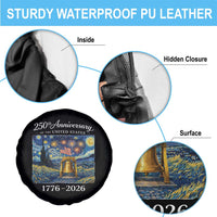 USA 250th Anniversary Spare Tire Cover Liberty Bell 1776–2026 Patriotic American Flag Starry Night