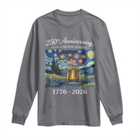 USA 250th Anniversary Long Sleeve Shirt Patriotic Liberty Bell 1776 2026 American Flag Starry Night