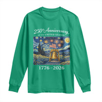 USA 250th Anniversary Long Sleeve Shirt Patriotic Liberty Bell 1776 2026 American Flag Starry Night
