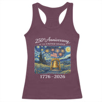 USA 250th Anniversary Racerback Tank Top Patriotic Liberty Bell 1776 2026 American Flag Starry Night